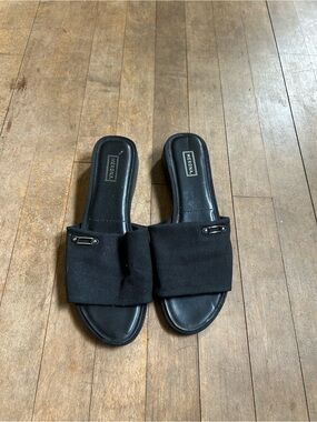 Merona Black Fabric Slide Mules